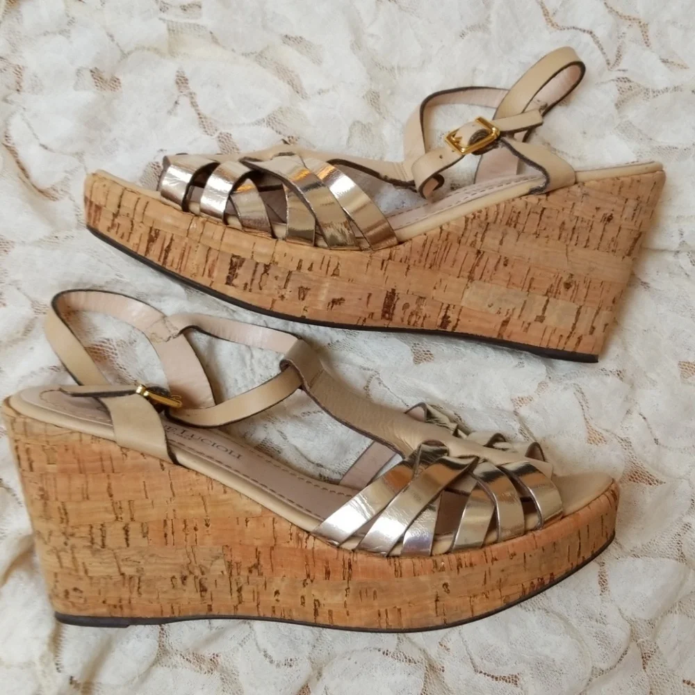 Gastone Lucioli Cork LeatherPlatform Shoes